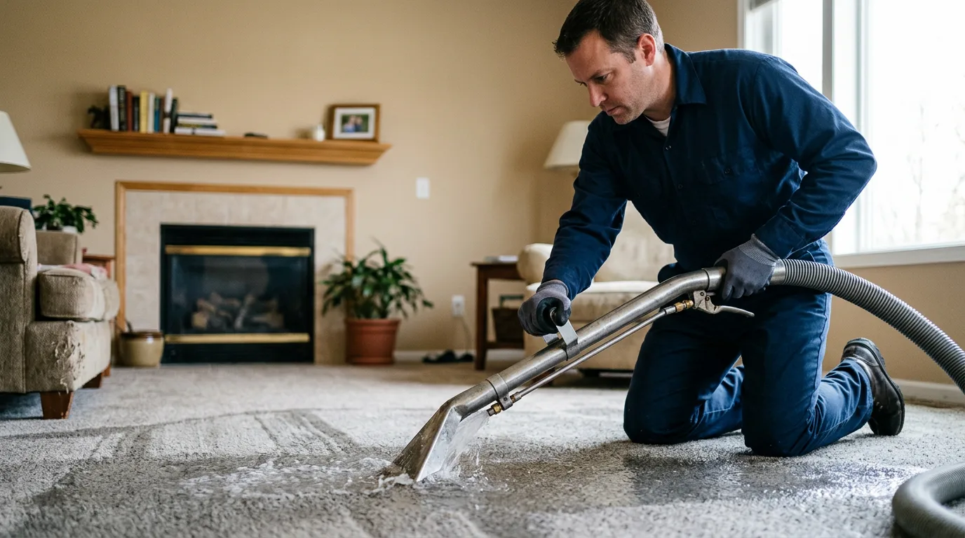 Water damage restoration technician working near Grand Junction, TN